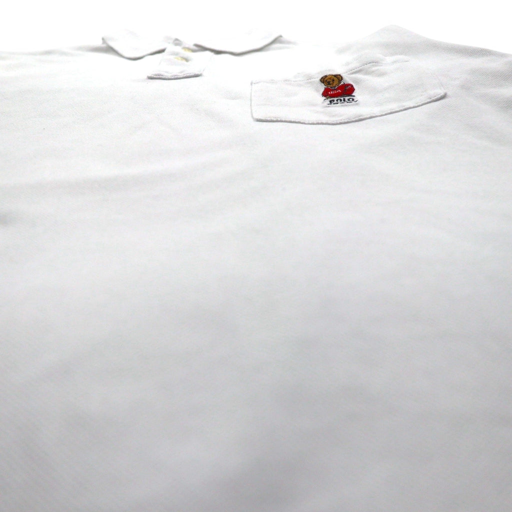 Polo by Ralph Lauren anni '90 Polo Bear Taschino Polo L Bianco Piqué Ricamo a punto singolo