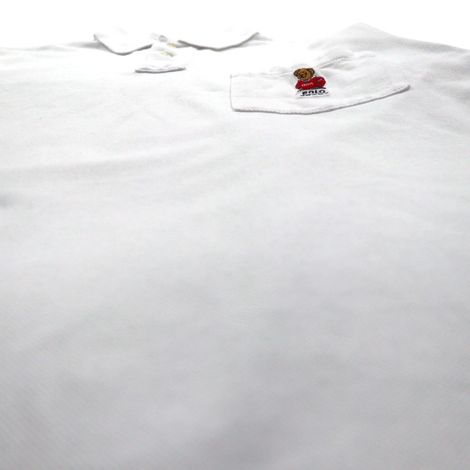 Polo by Ralph Lauren anni '90 Polo Bear Taschino Polo L Bianco Piqué Ricamo a punto singolo