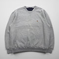 TOMMY HILFIGER 90年代 ヘビーウェイト 前V スウェット トレーナー XL グレー ワンポイントロゴ