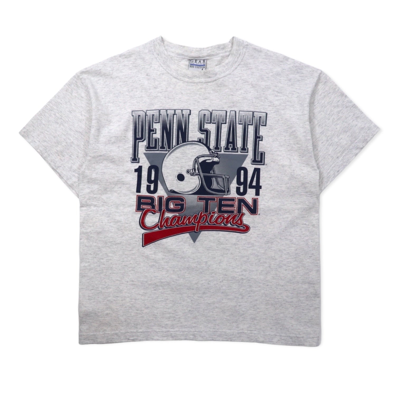 T-shirt girocollo in cotone grigio a maniche corte, stampa "GEAR FOR SPORT" anni '90, Made in USA, taglia L. PENN STATE BIG TEN.