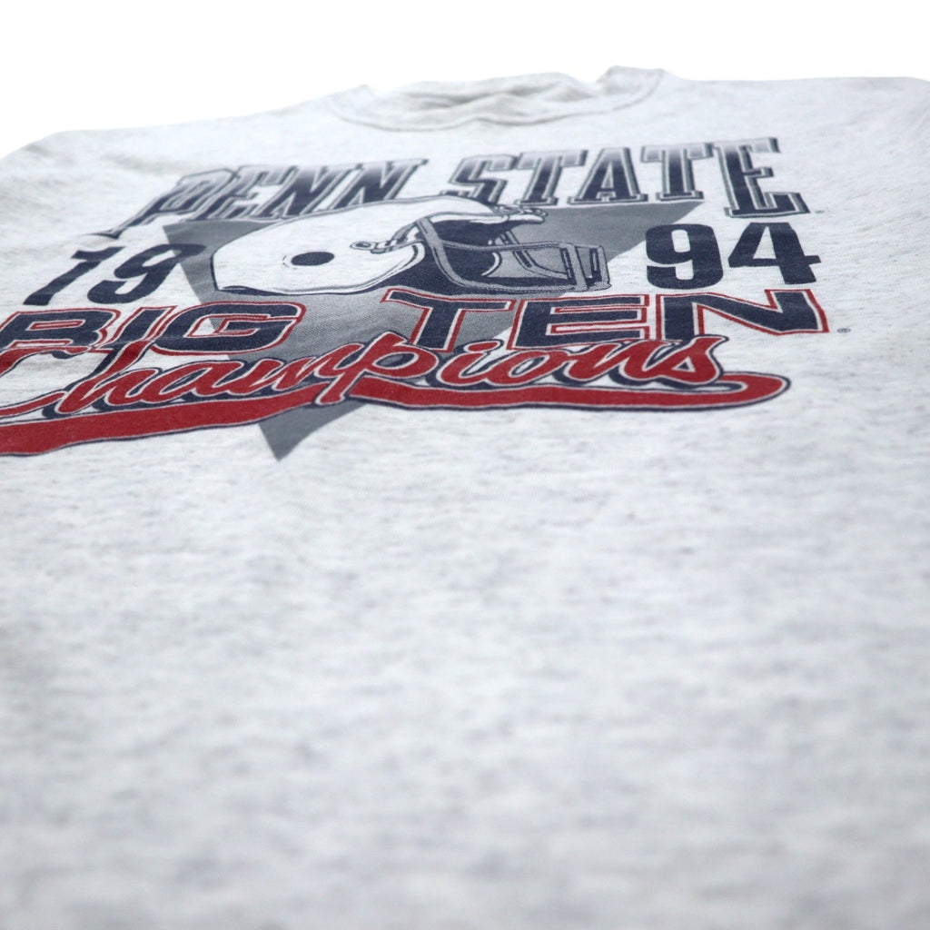 T-shirt girocollo in cotone grigio a maniche corte, stampa "GEAR FOR SPORT" anni '90, Made in USA, taglia L. PENN STATE BIG TEN.