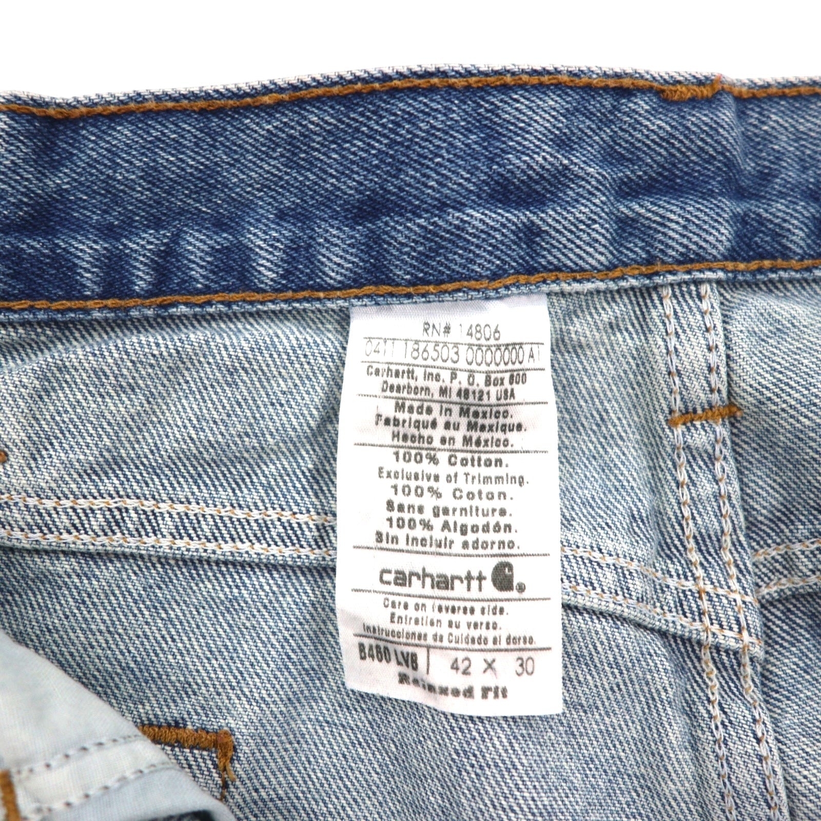carhartt ワイド デニムパンツ ジーンズ XL リラックスフィット インディゴ Relaxed Fit ビッグサイズ B460 LVB