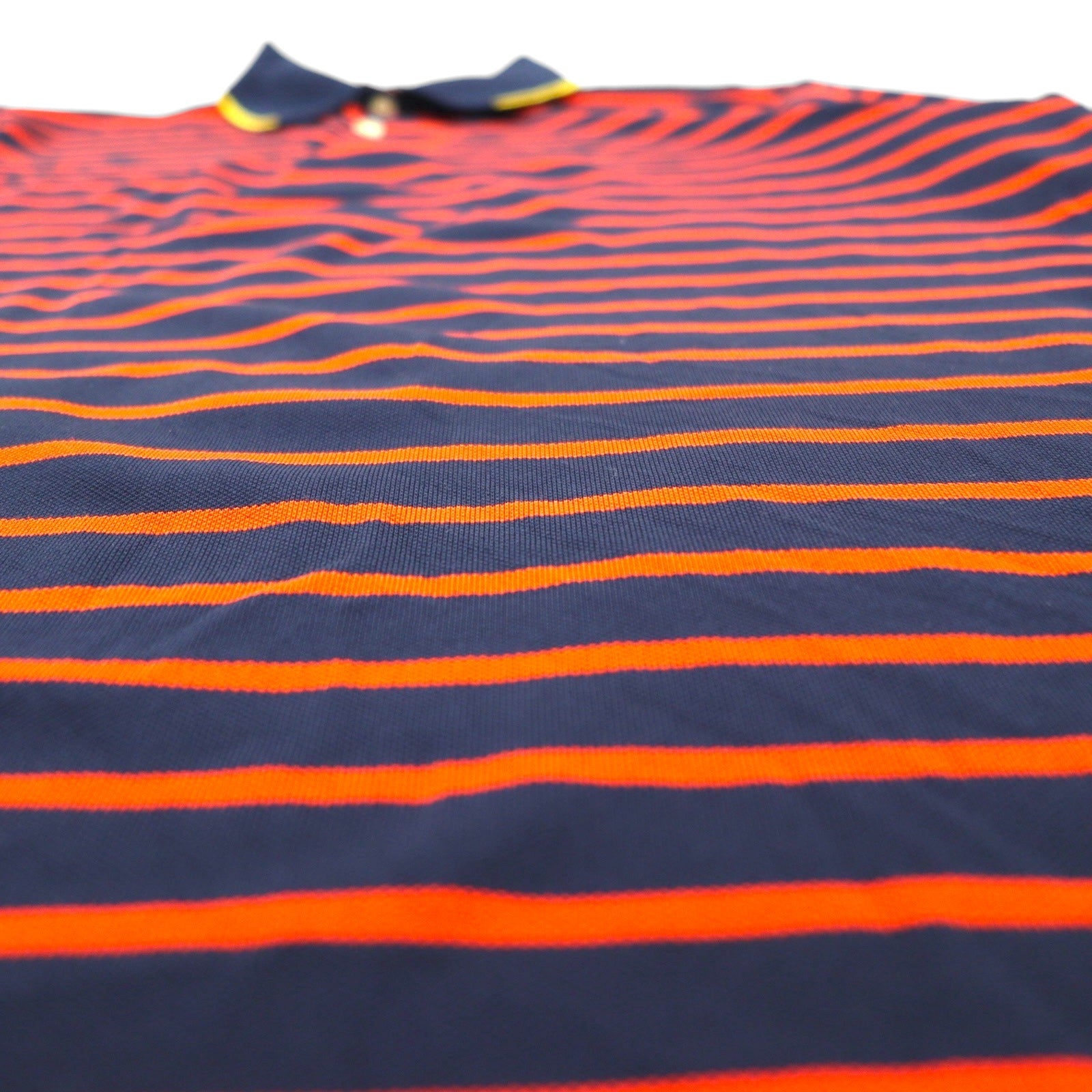 RLX RALPH LAUREN Polo in rete elasticizzata L a righe blu marino arancione poliestere