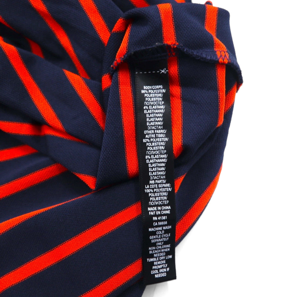 RLX RALPH LAUREN Polo in rete elasticizzata L a righe blu marino arancione poliestere