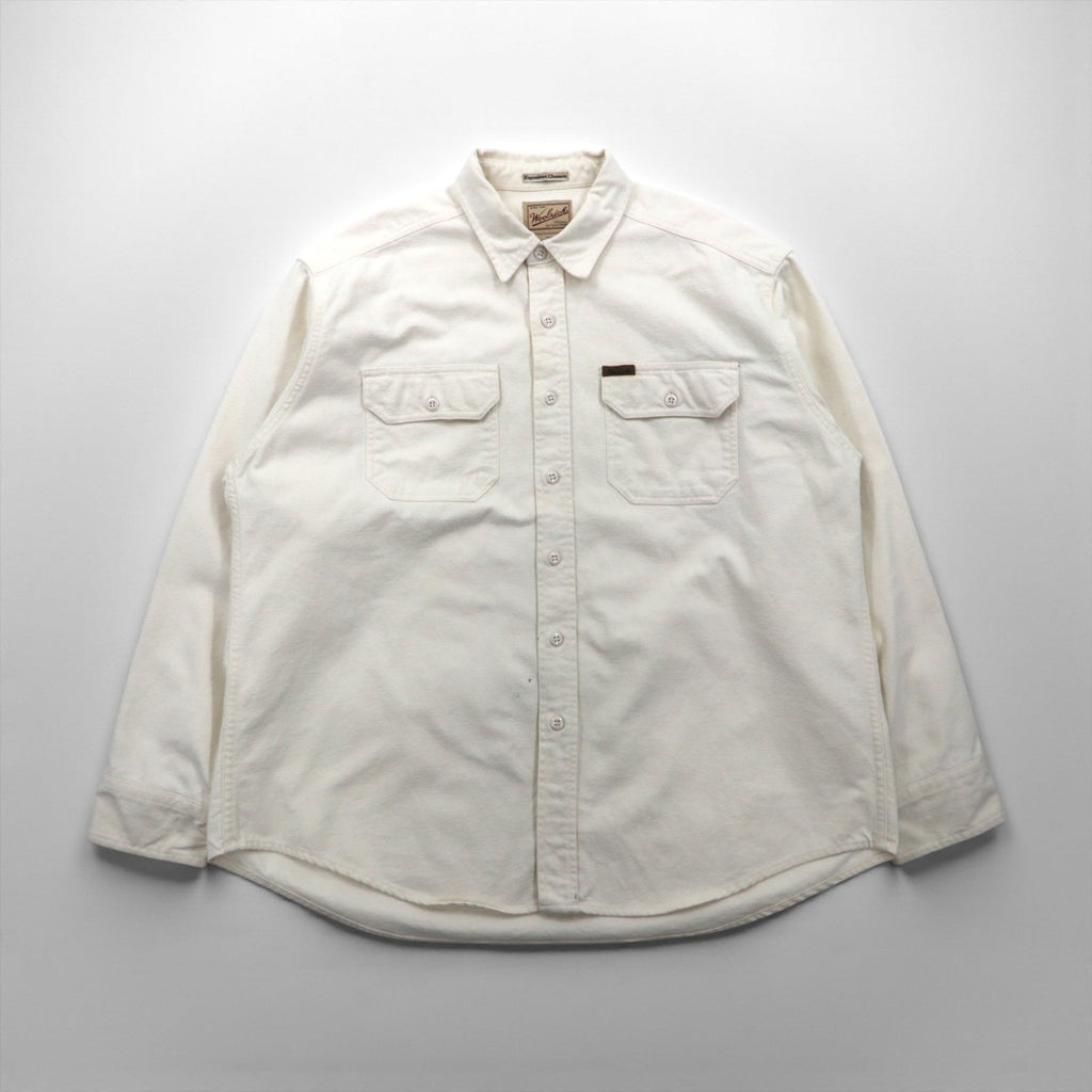 Woolrich 90年代 シャモアクロス フランネル ワークシャツ XL ホワイト Expedition Chamois ダブルポケット
