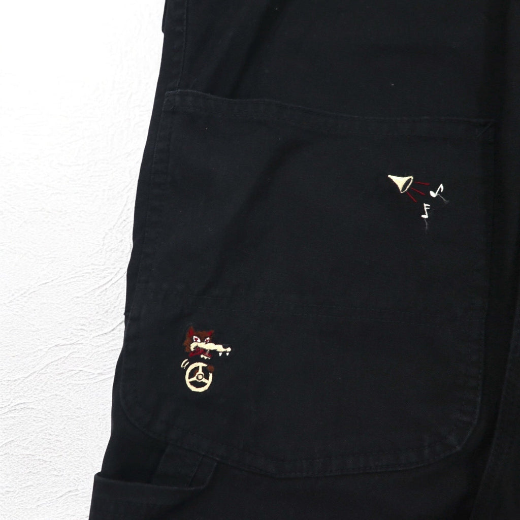 WEIRDO Salopette M Nera WOLF BAIT-OVERALL Cotone GROWN-UP WRD-19-SS-25 Fatto in Giappone