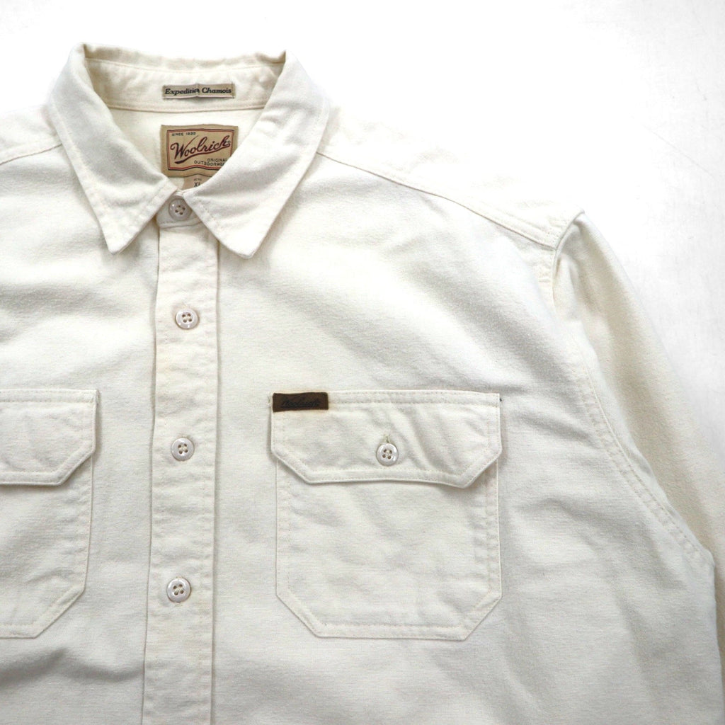 Woolrich 90年代 シャモアクロス フランネル ワークシャツ XL ホワイト Expedition Chamois ダブルポケット