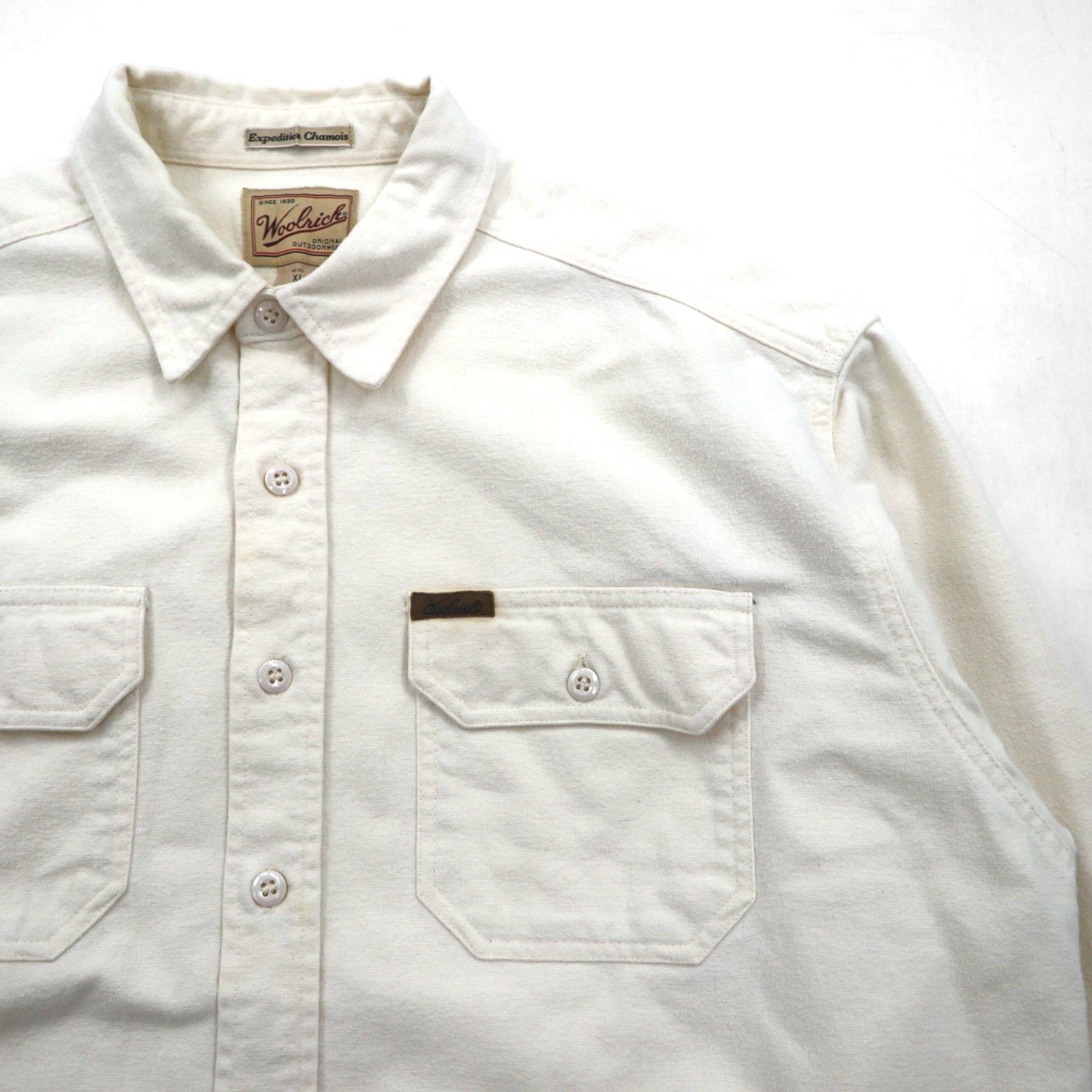 Woolrich 90年代 シャモアクロス フランネル ワークシャツ XL ホワイト Expedition Chamois ダブルポケット