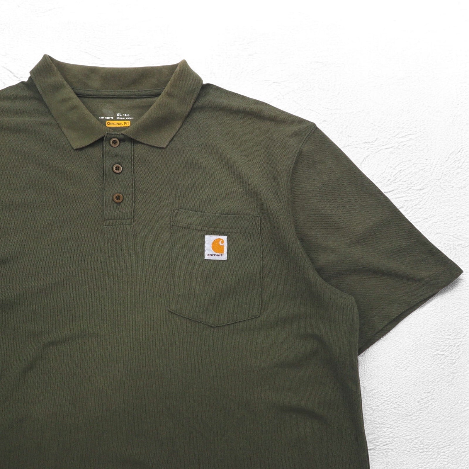 Carhartt Polo a maniche corte con taschino, vestibilità Original Fit, XL, color kaki