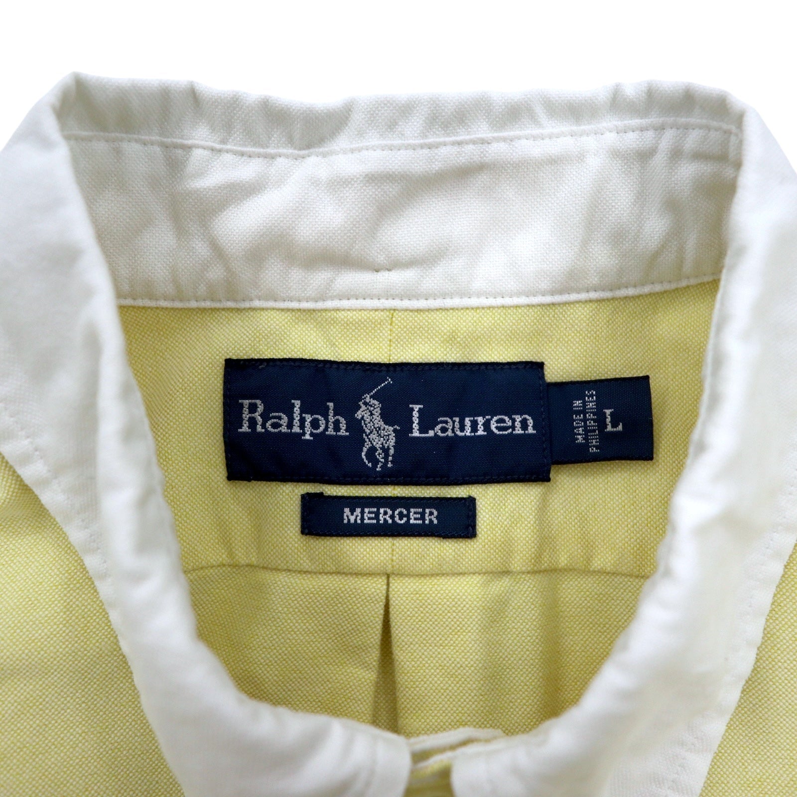 Ralph Lauren anni '90 camicia cleric button-down L gialla cotone logo ricamato MERCER