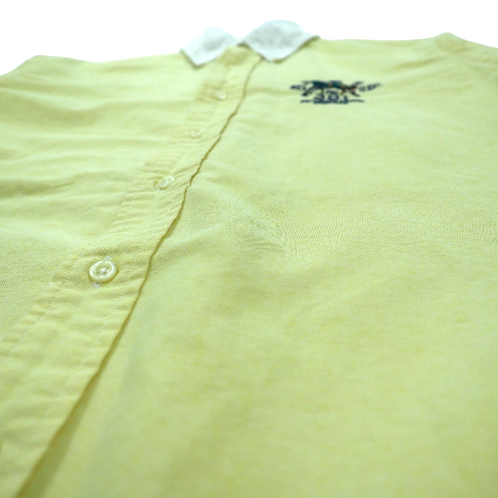 Ralph Lauren anni '90 camicia cleric button-down L gialla cotone logo ricamato MERCER