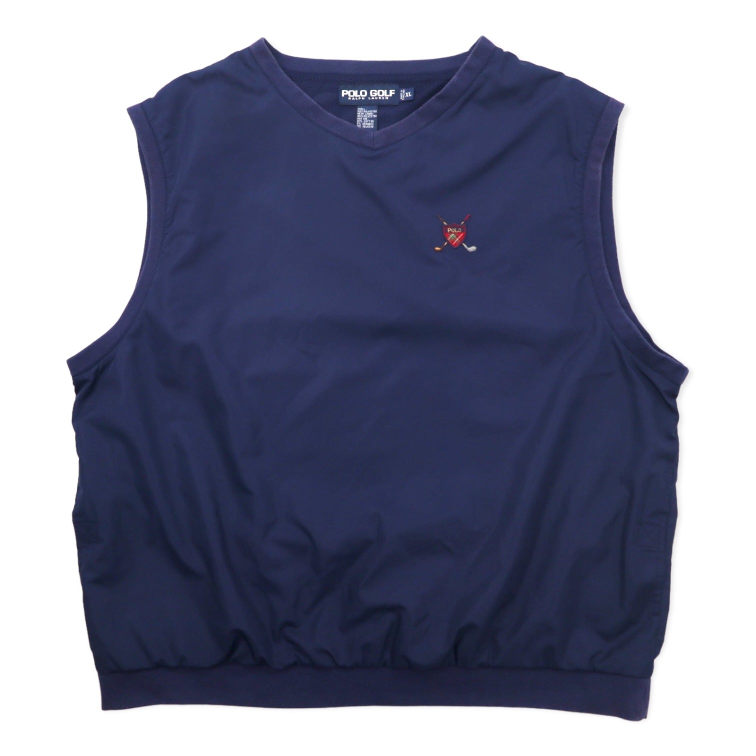 POLO GOLF RALPH LAUREN Giacca a vento senza maniche gilet pullover XL Blu Navy Poliestere Fodera in rete Logo a punto singolo