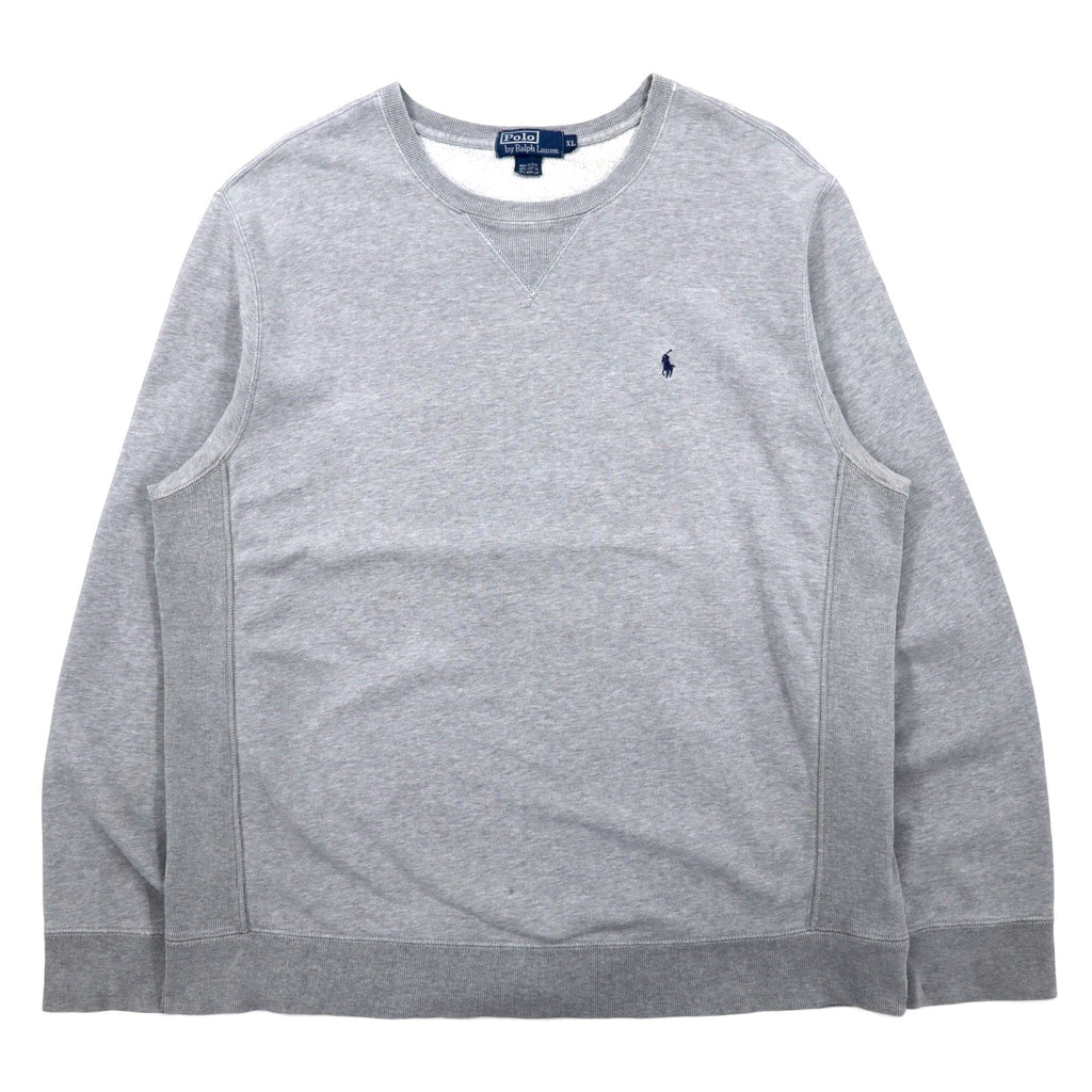 Polo by Ralph Lauren 90年代 リバースウィーブ スウェット XL グレー コットン 前V スモールポニー 刺繍