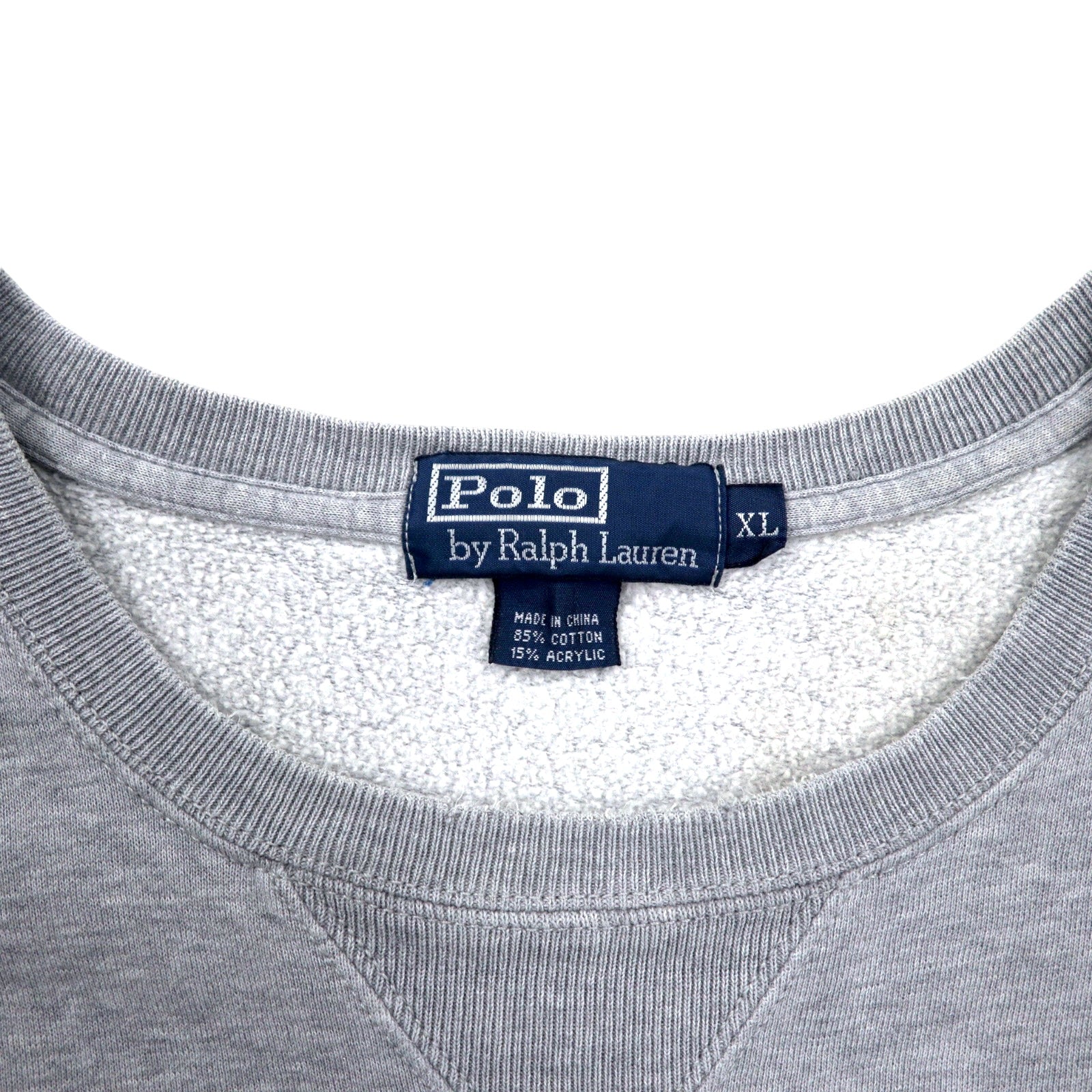 Polo by Ralph Lauren 90年代 リバースウィーブ スウェット XL グレー コットン 前V スモールポニー 刺繍