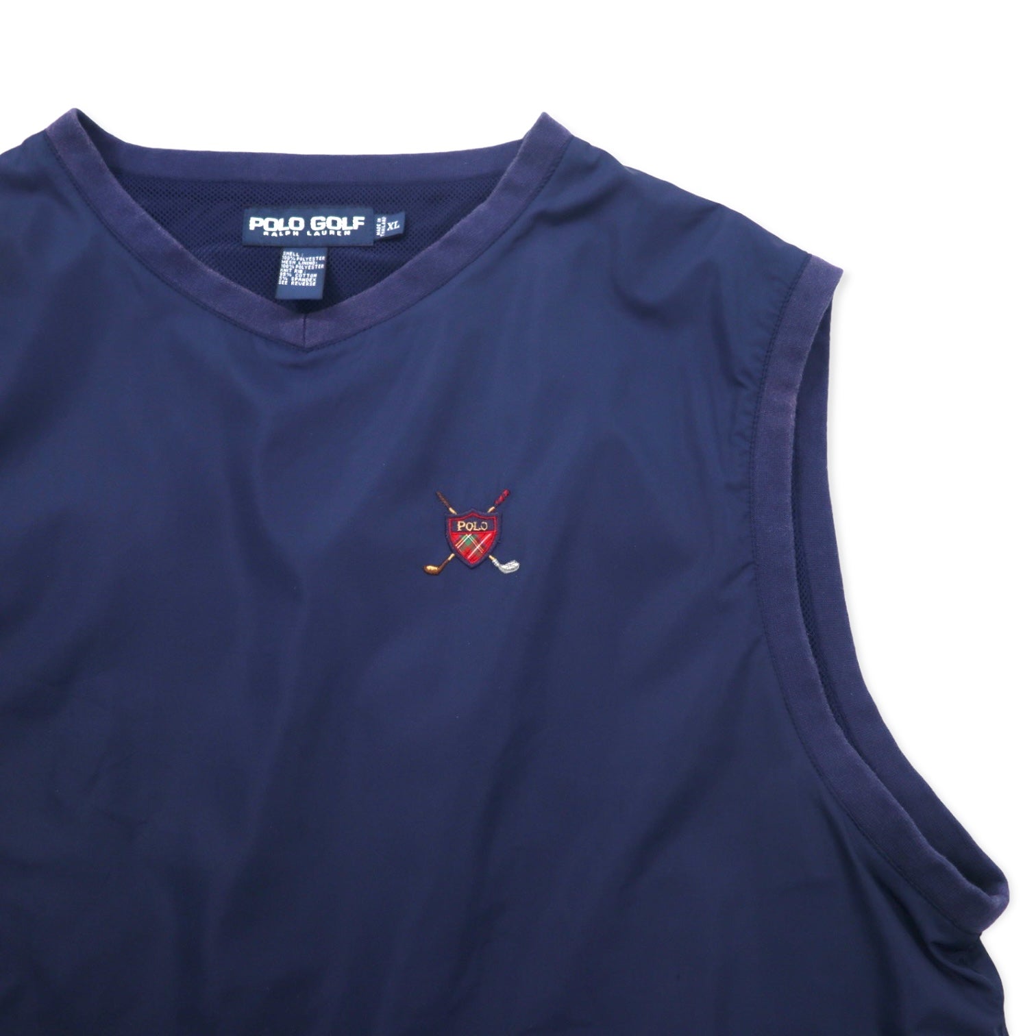 POLO GOLF RALPH LAUREN Giacca a vento senza maniche gilet pullover XL Blu Navy Poliestere Fodera in rete Logo a punto singolo