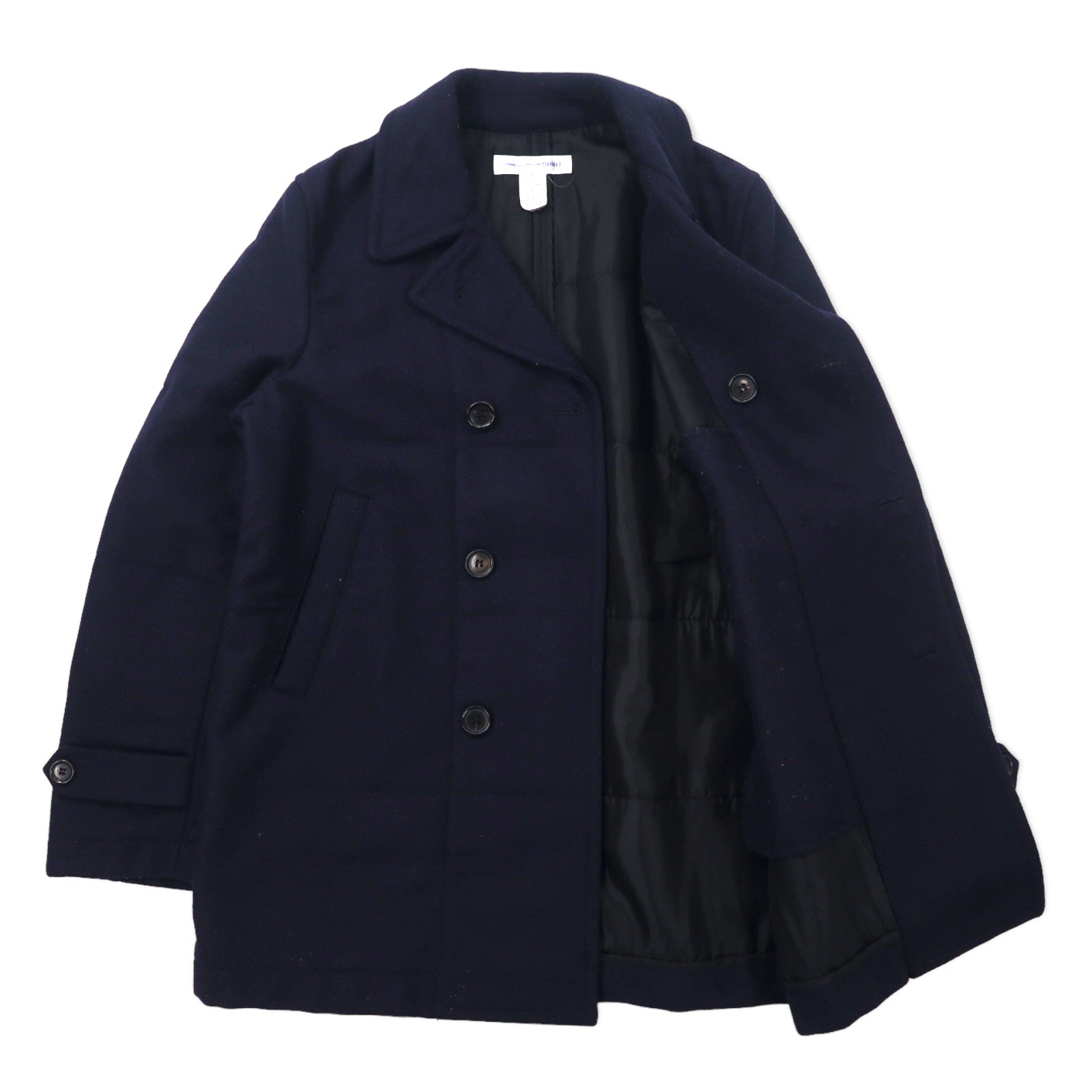COMME des GARCONS SHIRT Pea Coat dalla Francia, Taglia S, Blu Scuro, Lana W15147