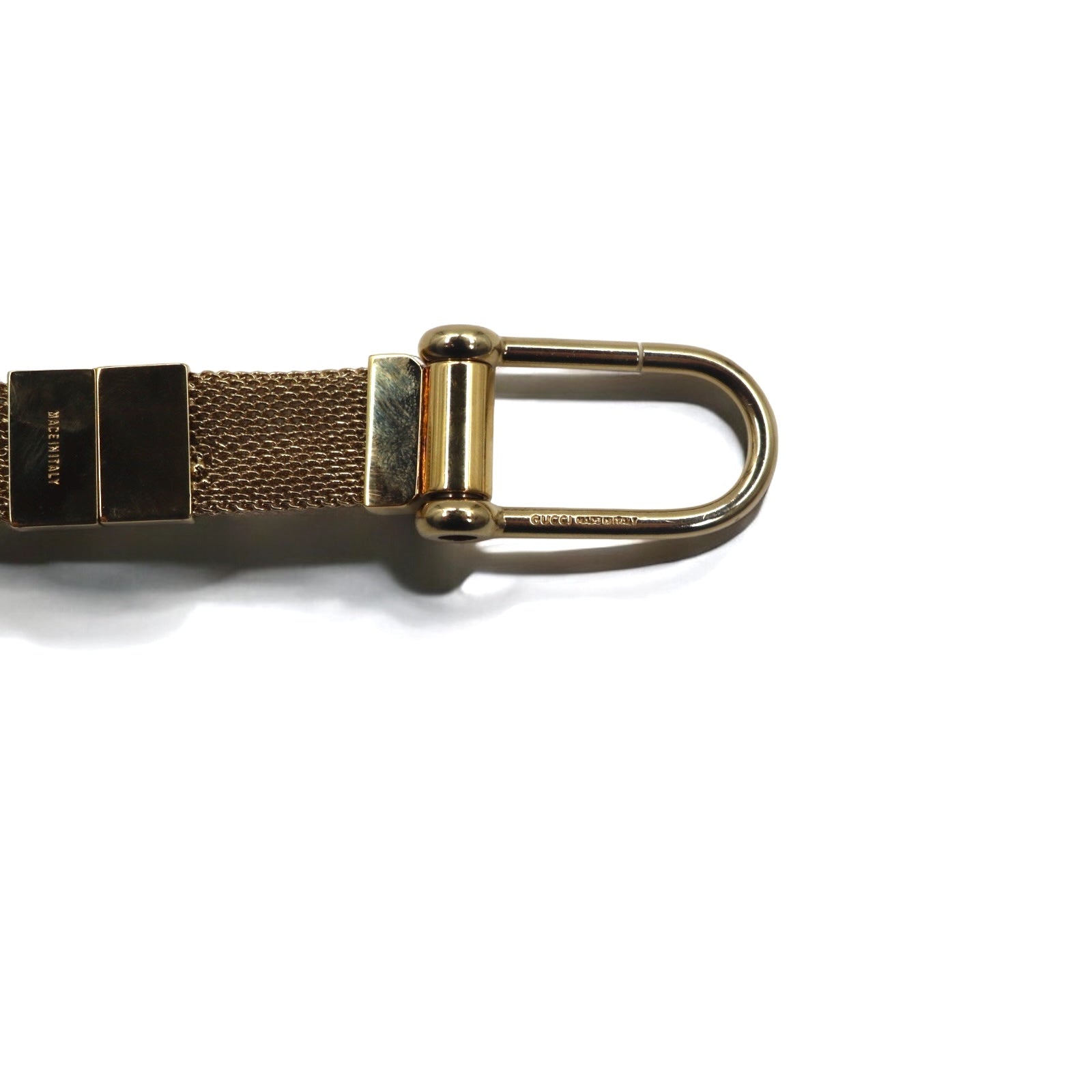 GUCCI Portachiavi a sezione in maglia di metallo dorato Fabbricato in Italia