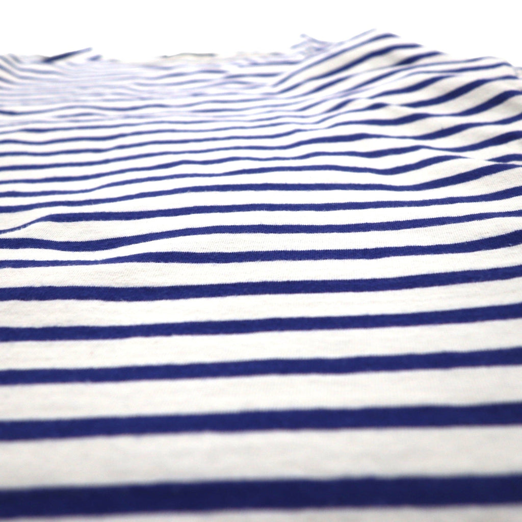 UNUSED T-shirt a righe L blu bianco cotone Made in Japan