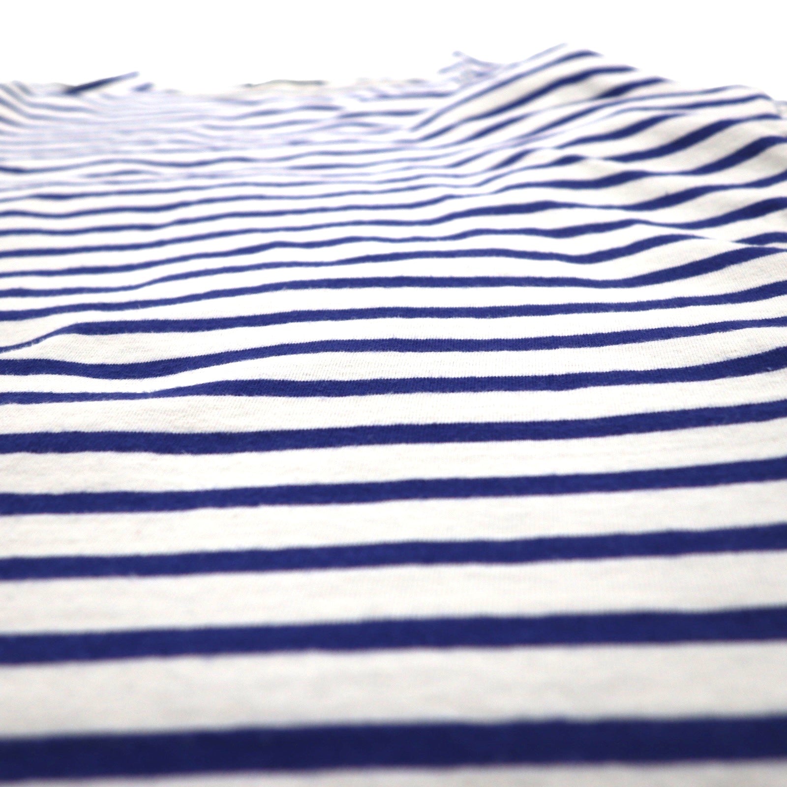 UNUSED T-shirt a righe L blu bianco cotone Made in Japan