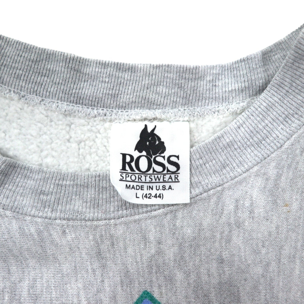 USA製 90年代 ROSS SPORTSWEAR リバースウィーブ スウェット L グレー コットン AUSTRALIA