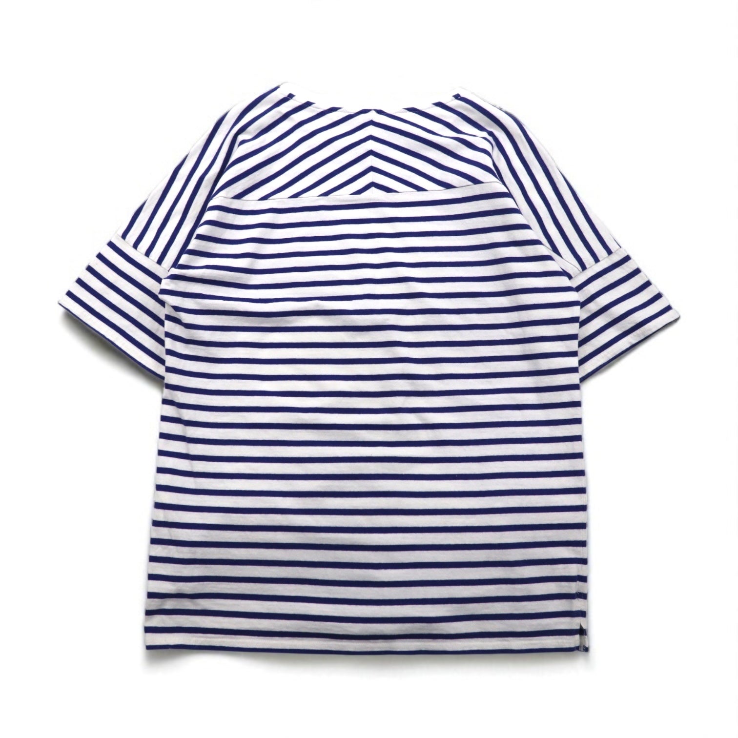 UNUSED T-shirt a righe L blu bianco cotone Made in Japan