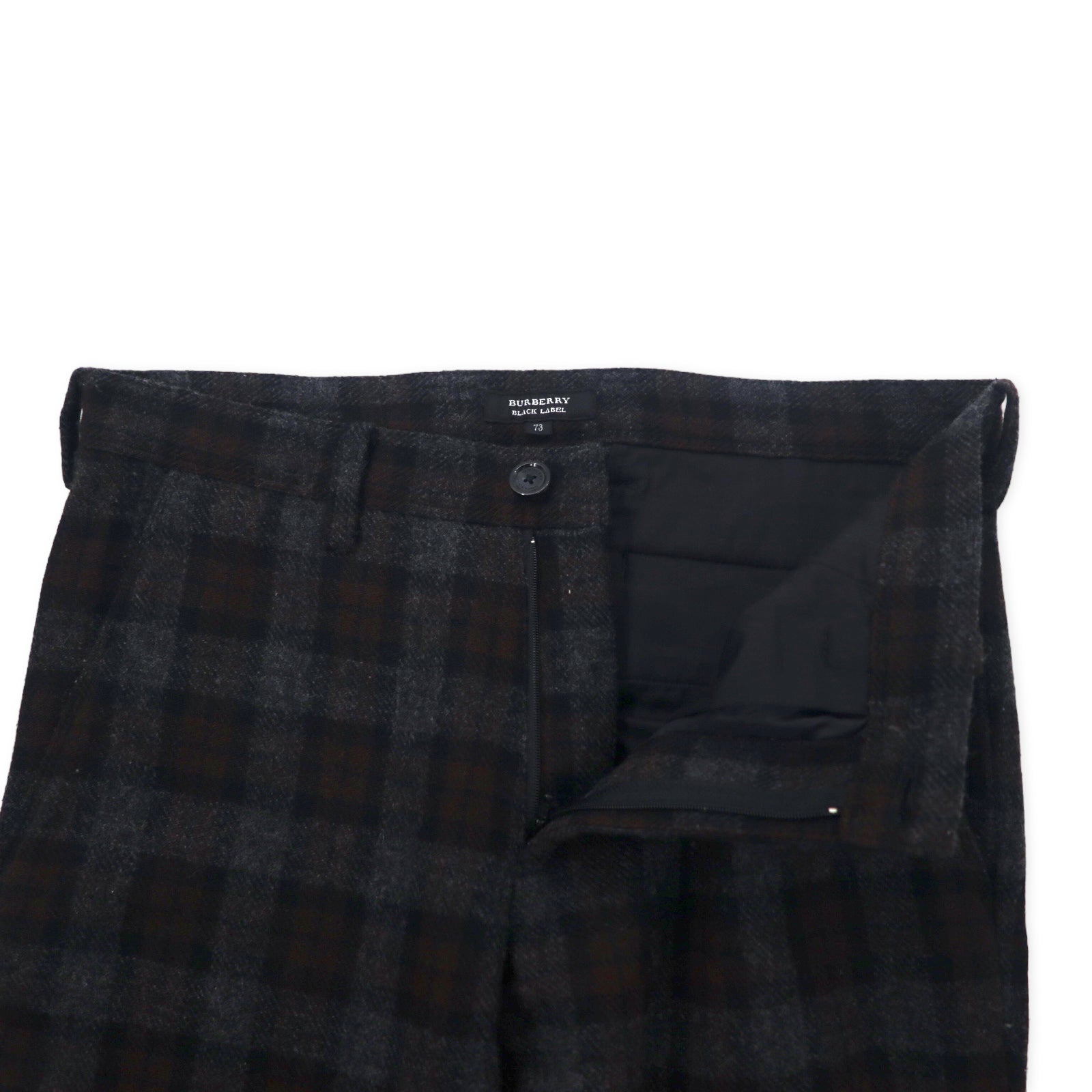 BURBERRY BLACK LABEL ツイードパンツ 73 グレー ブラウン チェック ウール 羊毛