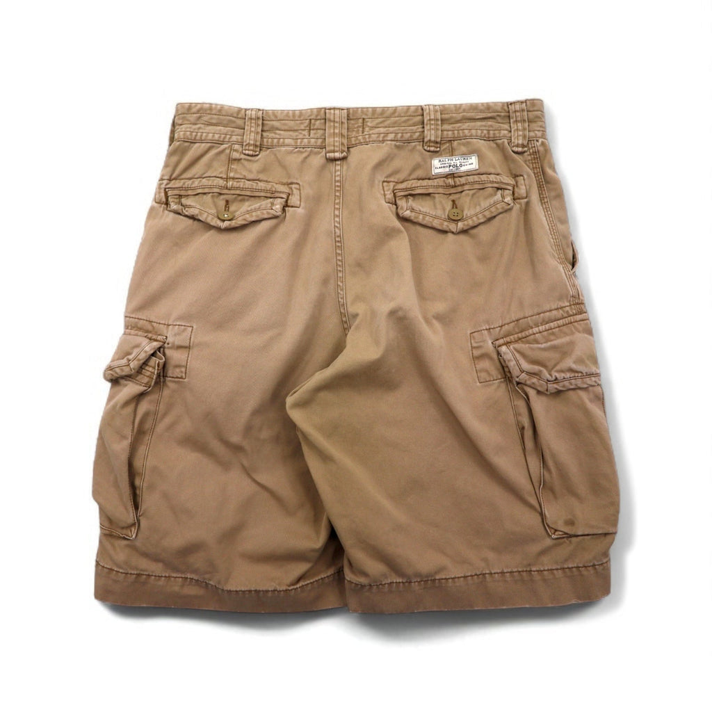 Polo by Ralph Lauren anni '90, pantaloncini cargo larghi Polo Chino, taglia L, beige, cotone, lunghezza sotto il ginocchio