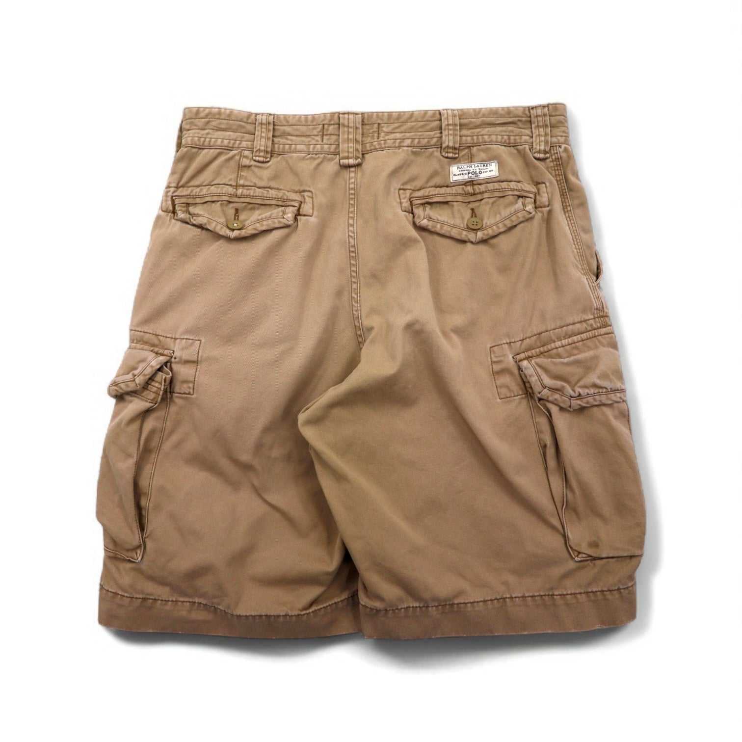 Polo by Ralph Lauren anni '90, pantaloncini cargo larghi Polo Chino, taglia L, beige, cotone, lunghezza sotto il ginocchio