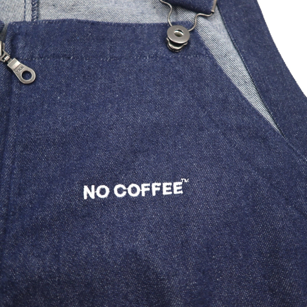 NC BY NO COFFE フロントジップ デニム オーバーオール L インディゴ ブルー 刺繍