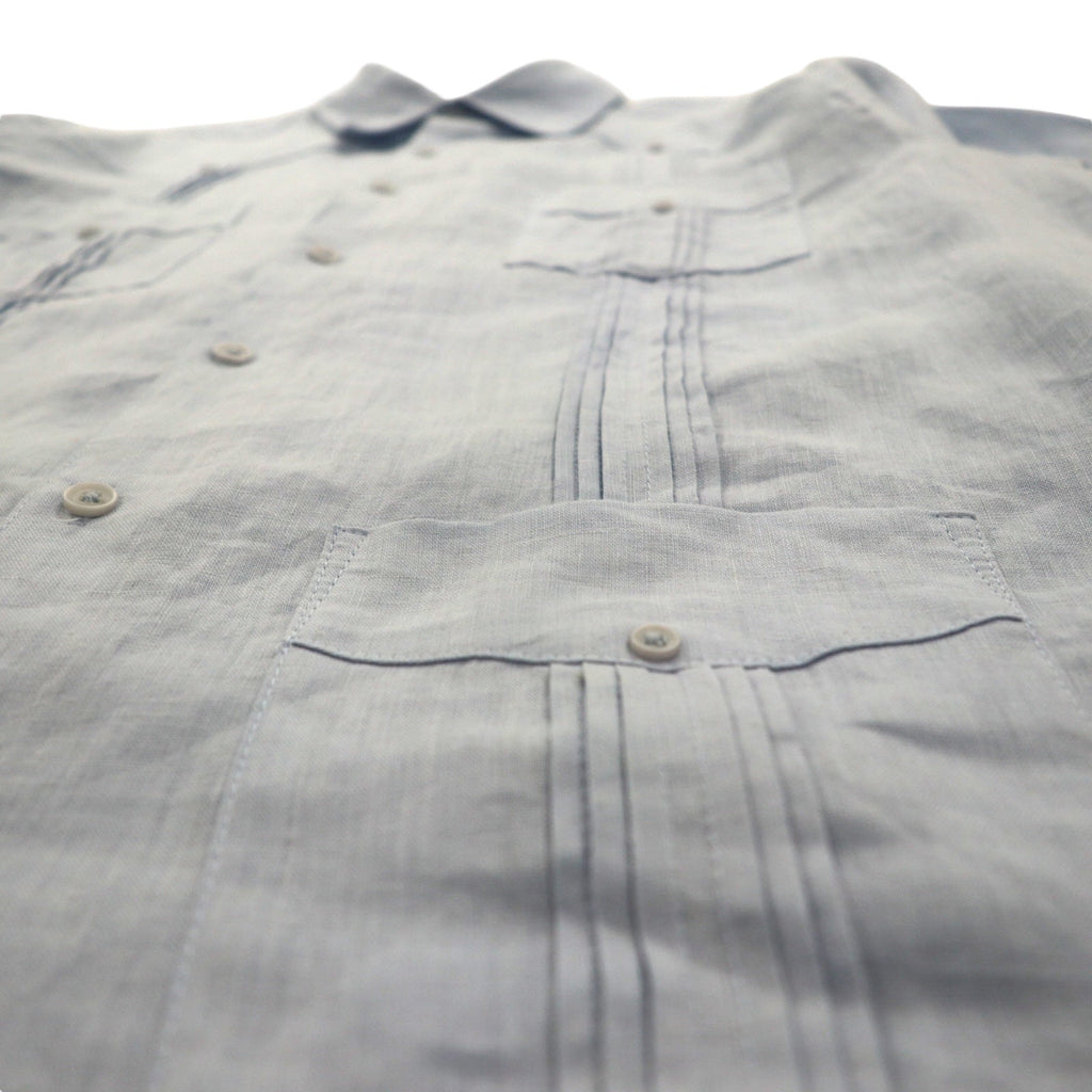 Vintage Cuban Shirt キューバシャツ L ブルー リネン 4ポケット ボックスシルエット 麻 Tasso Elba