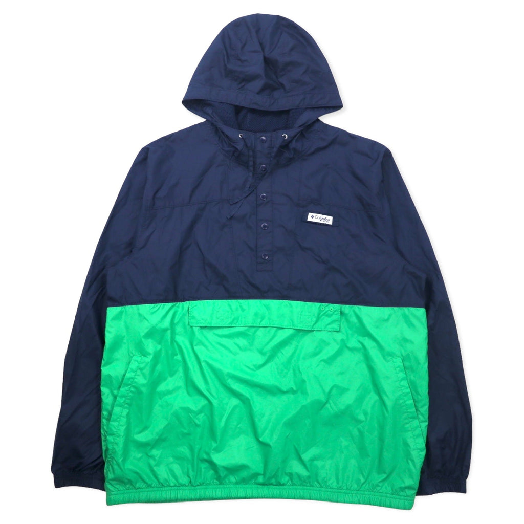 Columbia PFG Anorak con mezza cerniera, taglia L, blu navy e verde, bicolore, poliestere, XM0541