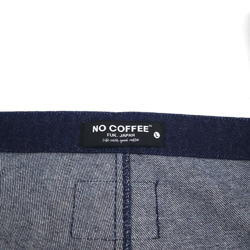 NC BY NO COFFE フロントジップ デニム オーバーオール L インディゴ ブルー 刺繍