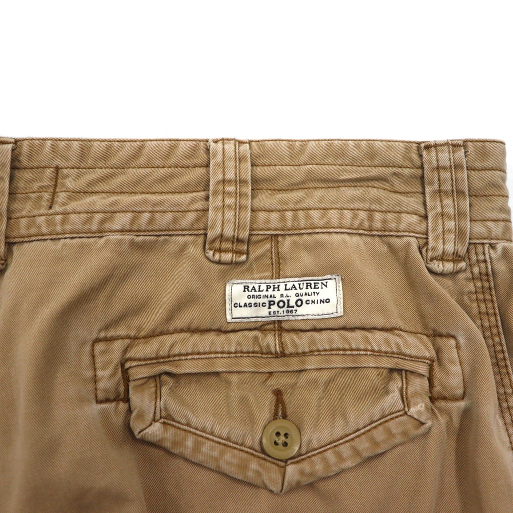 Polo by Ralph Lauren anni '90, pantaloncini cargo larghi Polo Chino, taglia L, beige, cotone, lunghezza sotto il ginocchio