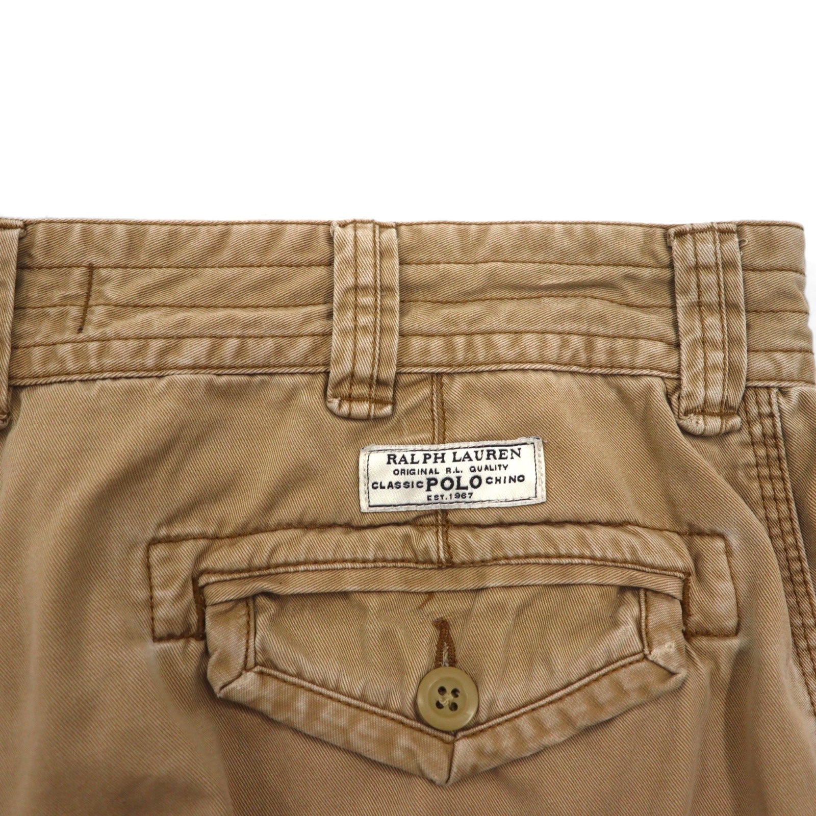 Polo by Ralph Lauren anni '90, pantaloncini cargo larghi Polo Chino, taglia L, beige, cotone, lunghezza sotto il ginocchio