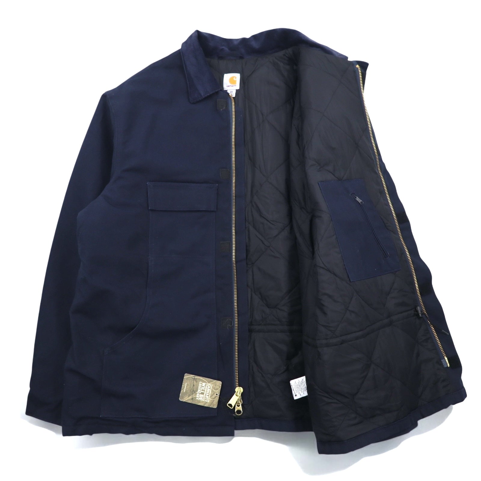 Carhartt Duck Traditional Coat 2XL Navy Fodera trapuntata con imbottitura in velluto a coste sul colletto C003-DNY Nuovo con etichette