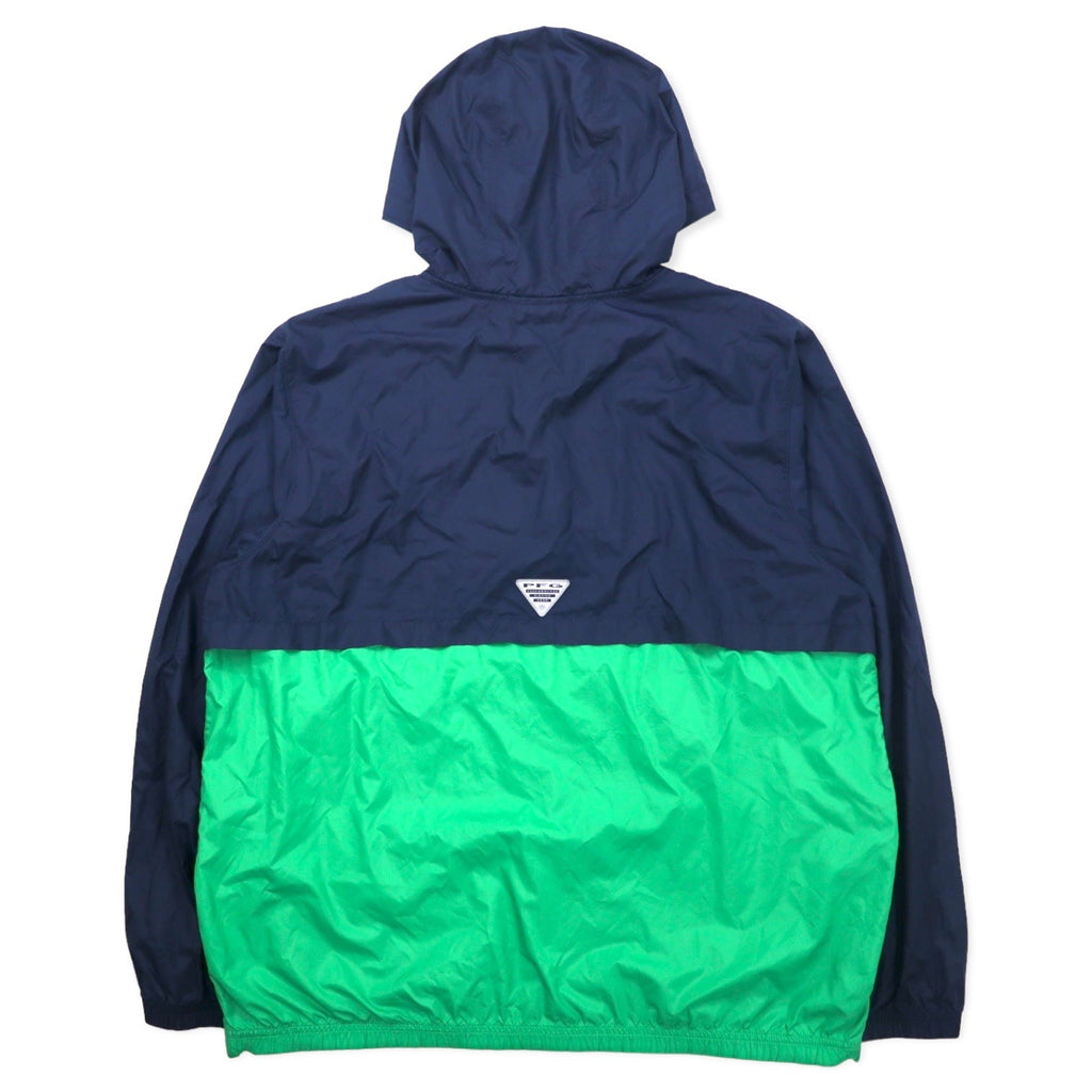 Columbia PFG Anorak con mezza cerniera, taglia L, blu navy e verde, bicolore, poliestere, XM0541