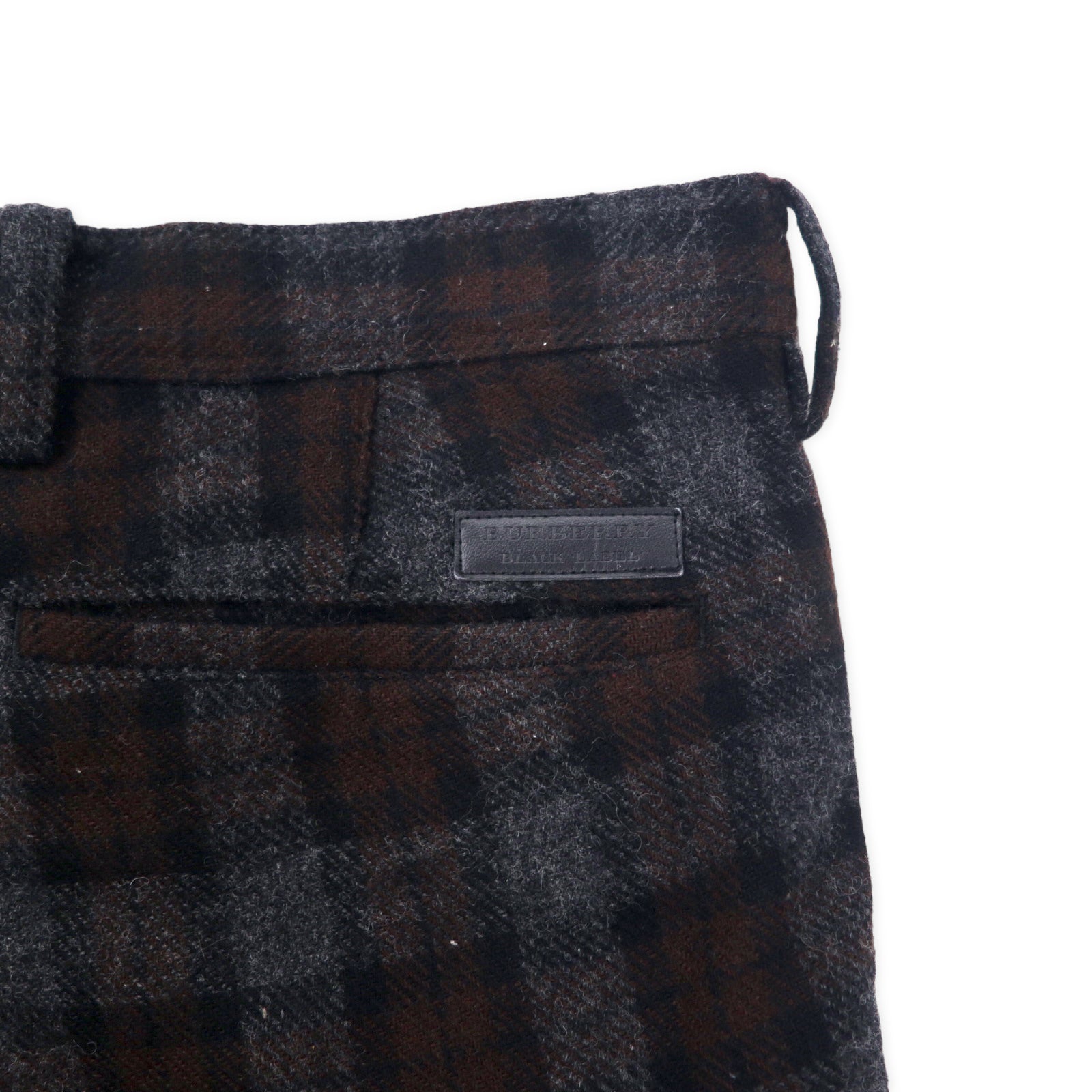 BURBERRY BLACK LABEL ツイードパンツ 73 グレー ブラウン チェック ウール 羊毛