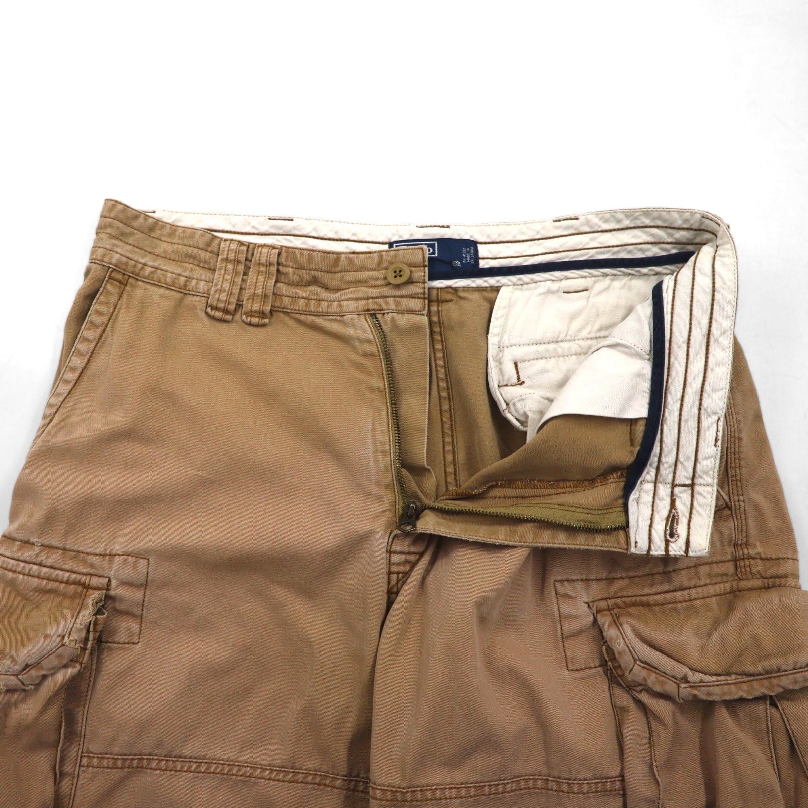 Polo by Ralph Lauren anni '90, pantaloncini cargo larghi Polo Chino, taglia L, beige, cotone, lunghezza sotto il ginocchio