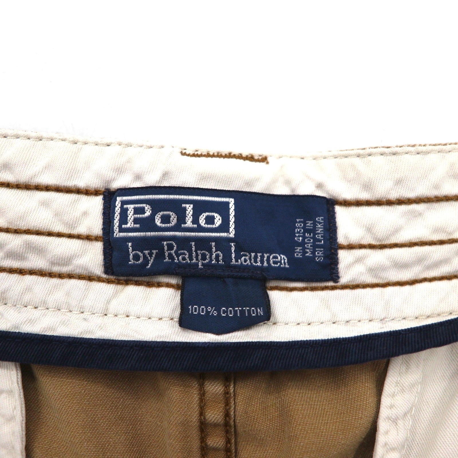 Polo by Ralph Lauren anni '90, pantaloncini cargo larghi Polo Chino, taglia L, beige, cotone, lunghezza sotto il ginocchio