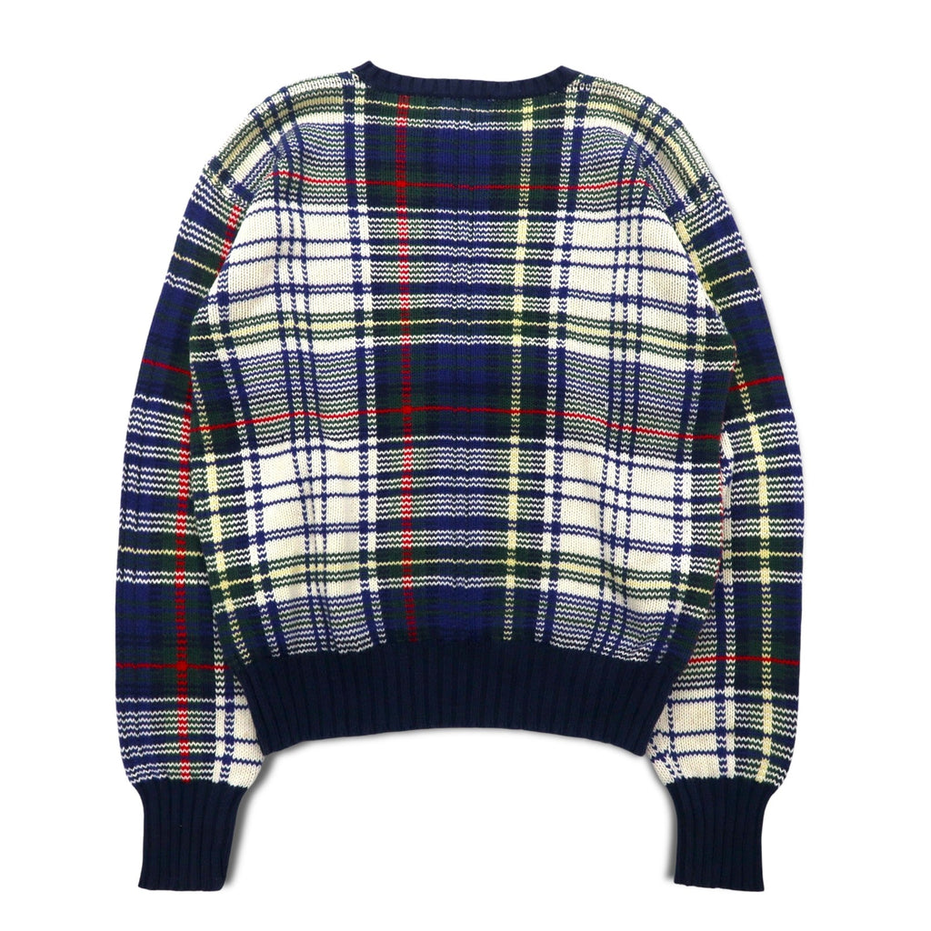 Polo by Ralph Lauren 90年代 コットン ニット セーター L ネイビー タータンチェック