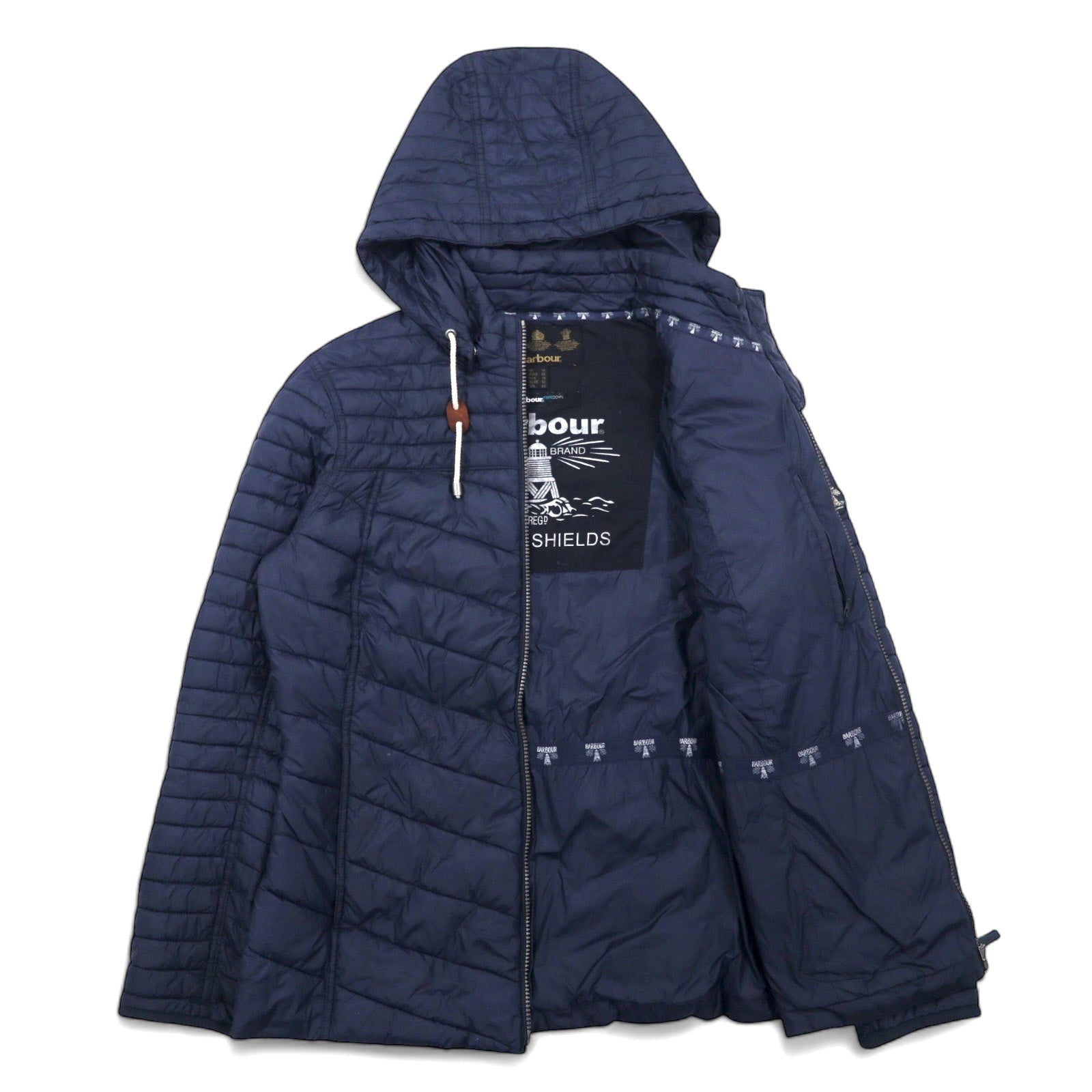 Barbour Giacca trapuntata in fibra di piumino XL blu navy poliestere cappuccio removibile HEADLAND QUILT JACKET LQU0816NY71