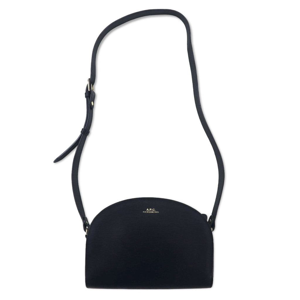 A.P.C. Demi-Lune borsa a tracolla navy Demi Luna in pelle di vacchetta goffrata con motivo coccodrillo, Made in Portugal