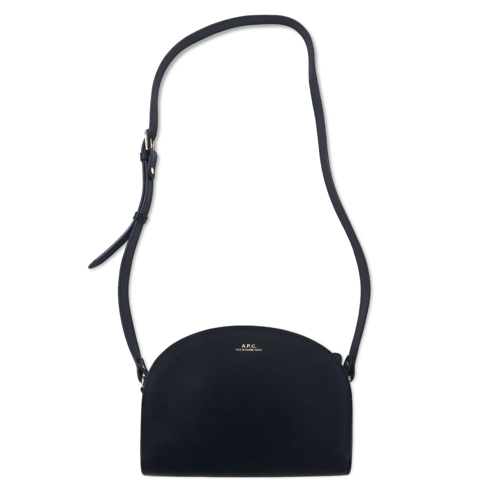 A.P.C. Demi-Lune borsa a tracolla navy Demi Luna in pelle di vacchetta goffrata con motivo coccodrillo, Made in Portugal