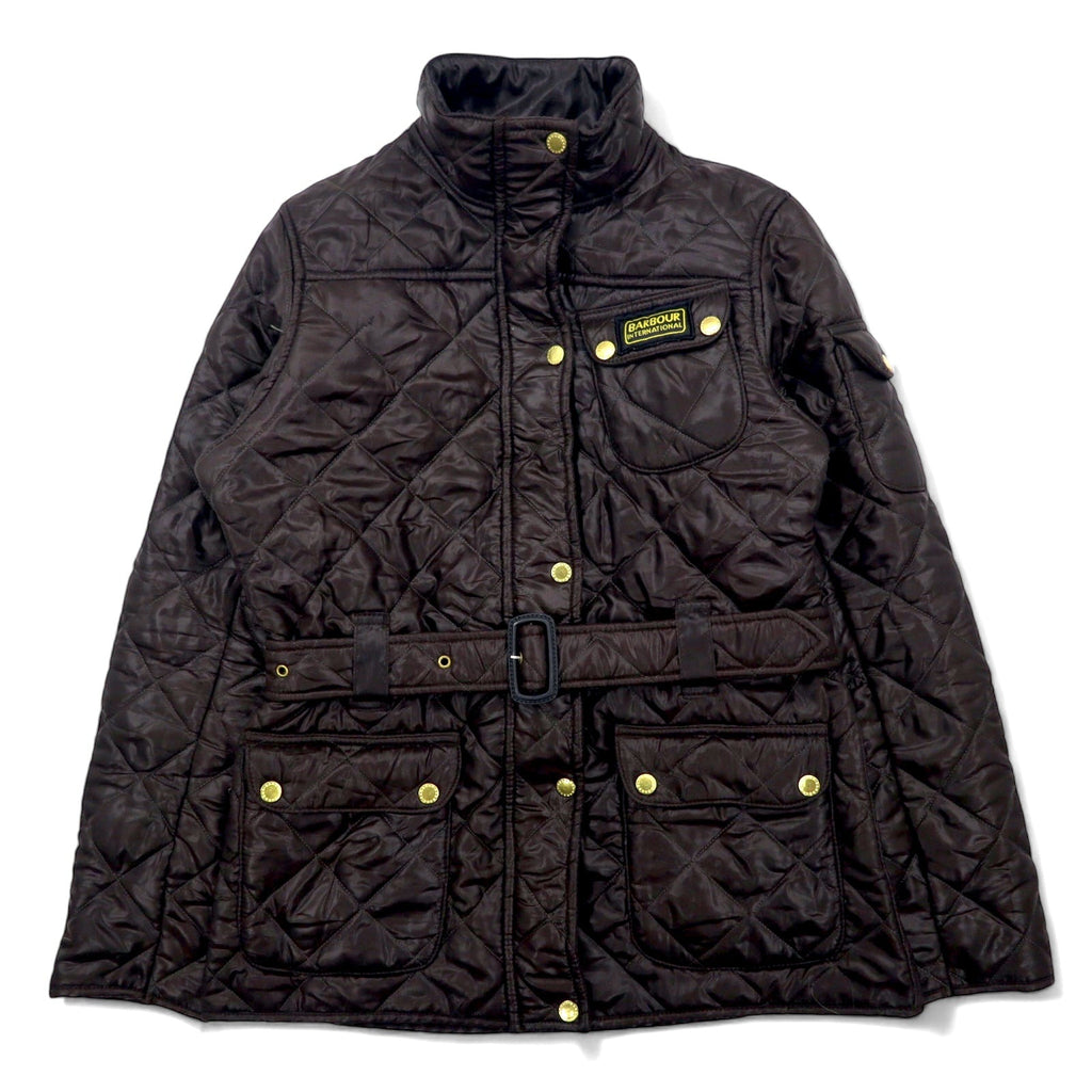 Barbour International Giacca trapuntata da moto L Marrone Poliestere Fodera in pile