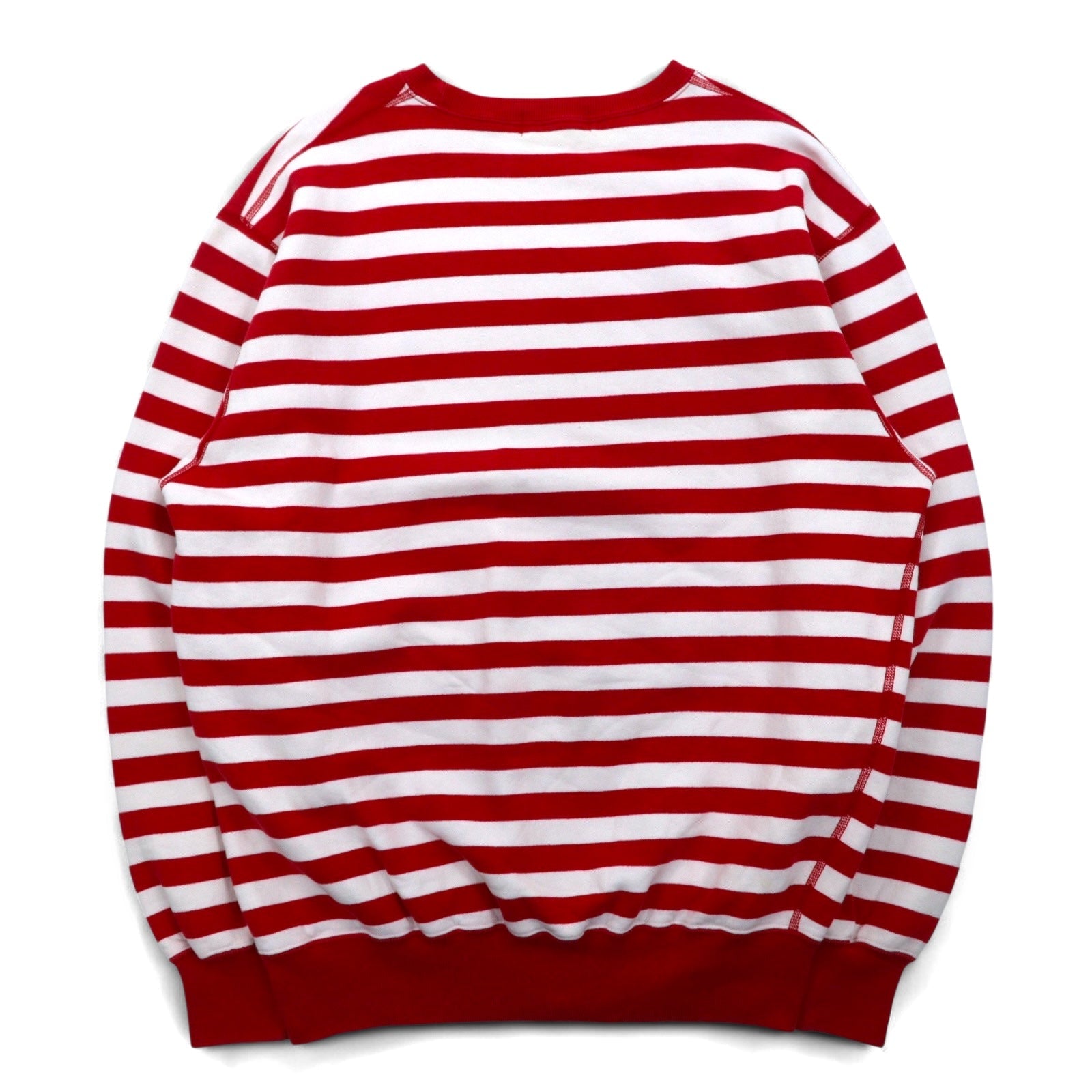 Polo by Ralph Lauren anni '90 Felpa girocollo M rossa a righe interno felpato ricamo piccolo pony