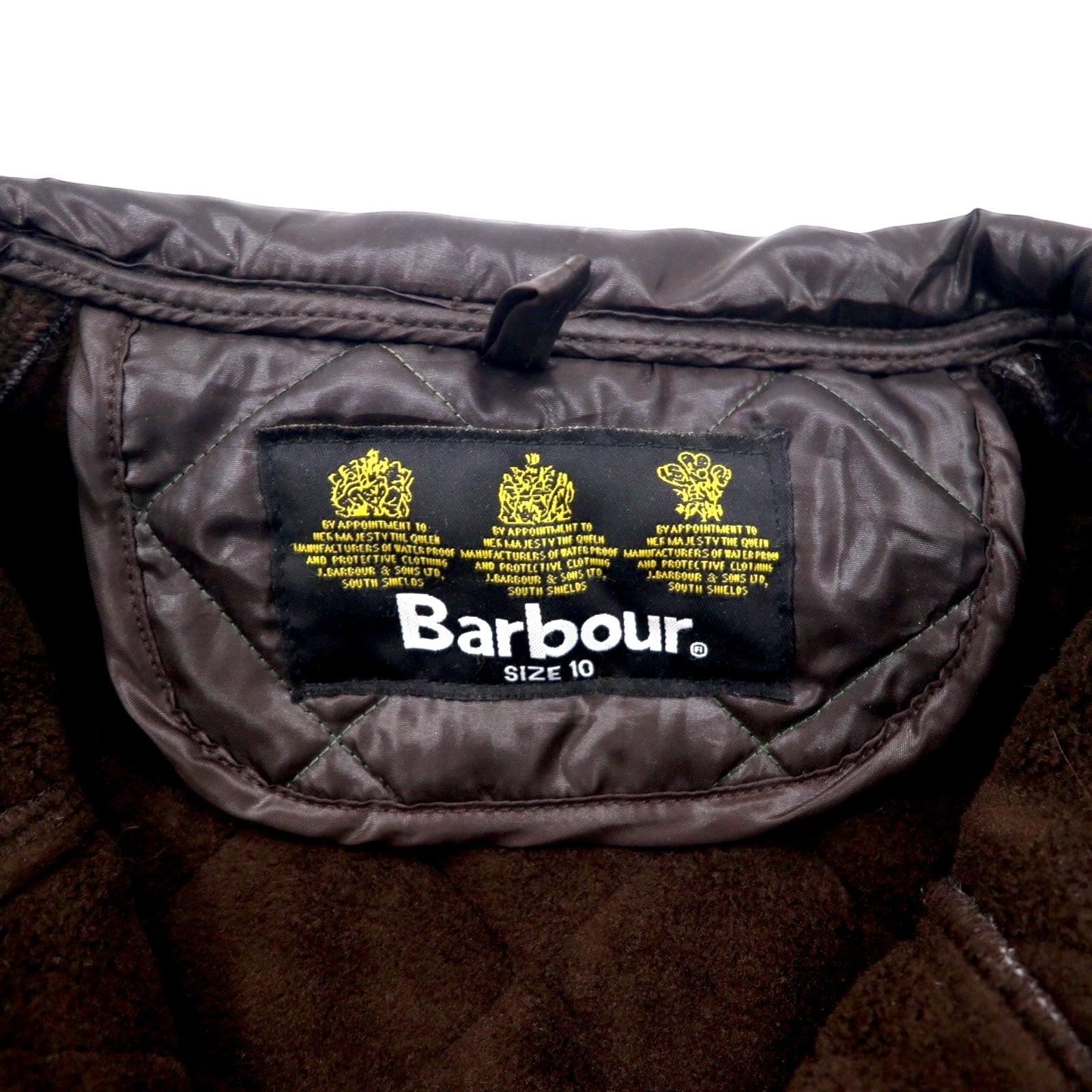 Barbour International Giacca trapuntata da moto L Marrone Poliestere Fodera in pile