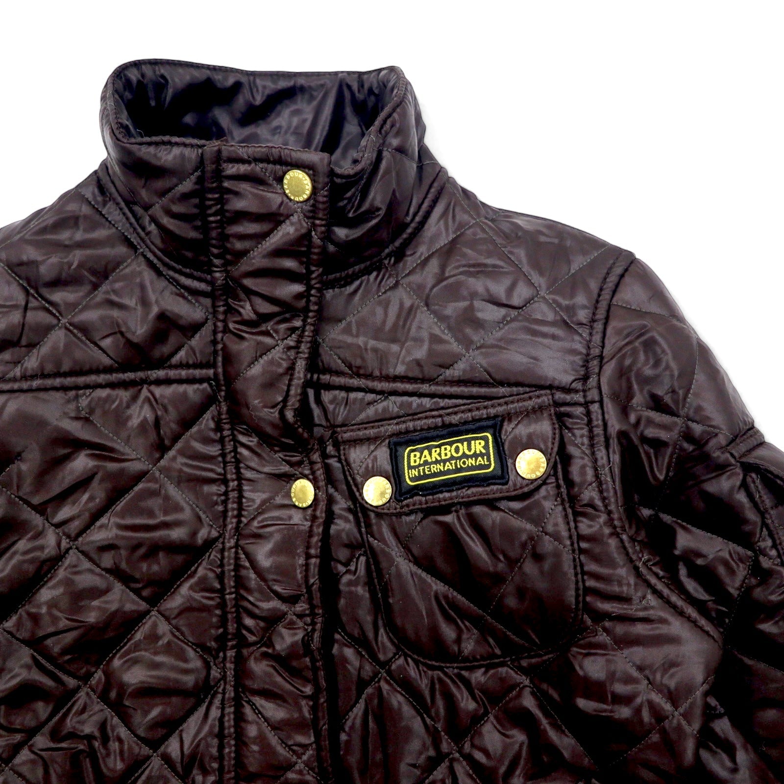 Barbour International Giacca trapuntata da moto L Marrone Poliestere Fodera in pile