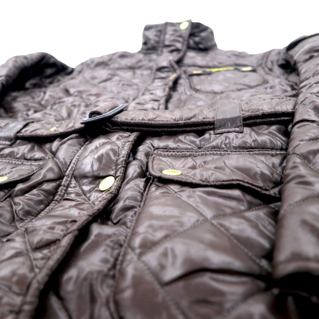 Barbour International Giacca trapuntata da moto L Marrone Poliestere Fodera in pile