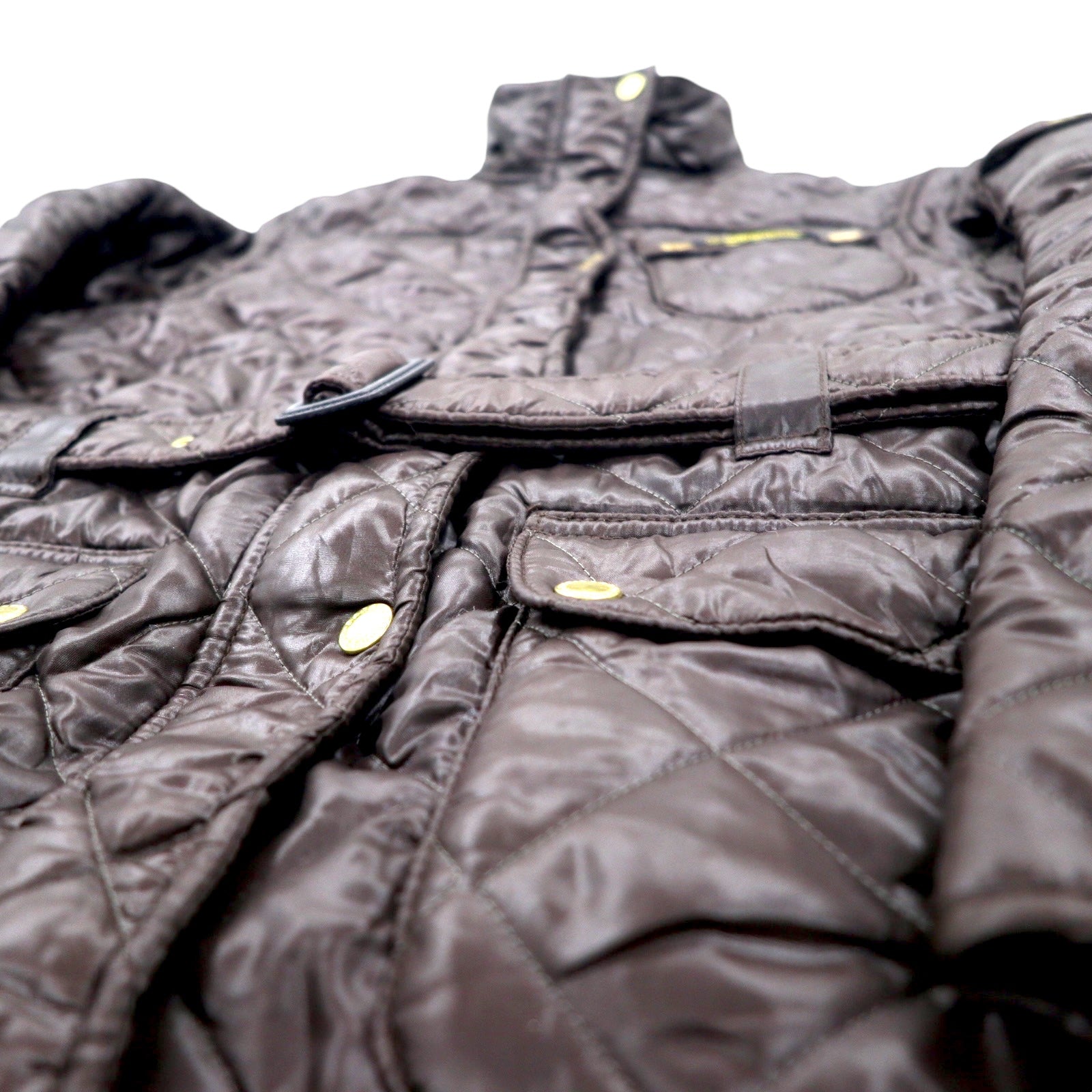 Barbour International Giacca trapuntata da moto L Marrone Poliestere Fodera in pile