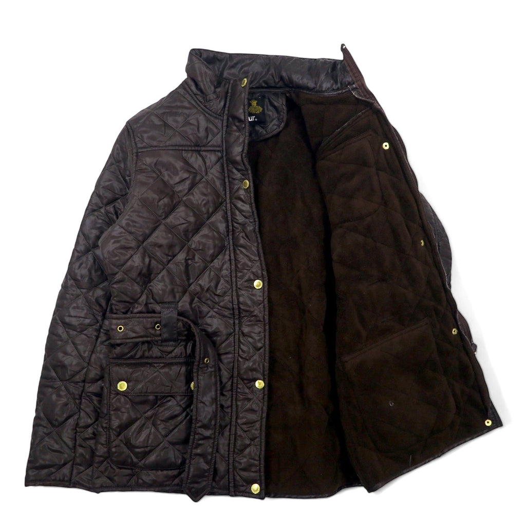 Barbour International Giacca trapuntata da moto L Marrone Poliestere Fodera in pile